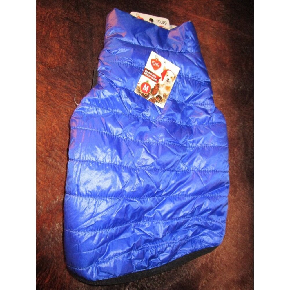 Pet Central Blue Double Side Dog Coat Winter Jacket Coat Size M Medium